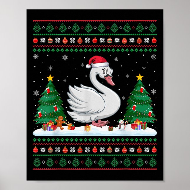 Póster Árbol de Navidad enciende cisnes Santa Ugly Xmas S (Frente)