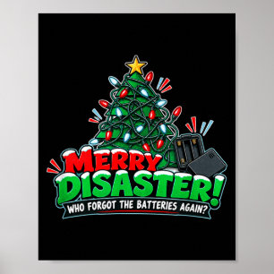 Póster Árbol de Navidad enredado batería humor