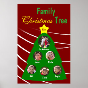 Póster Árbol de Navidad familiar Keepsake Personalizado P