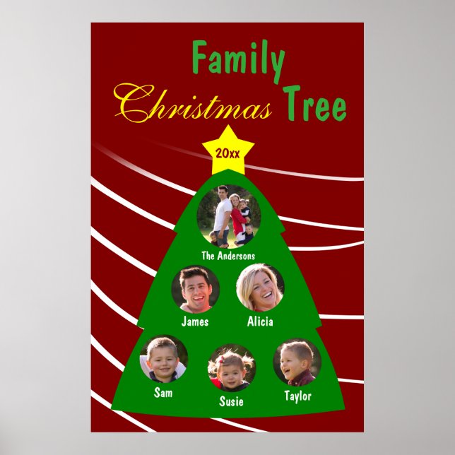 Póster Árbol de Navidad familiar Keepsake Personalizado P (Frente)