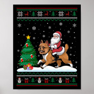 Póster Árbol de Navidad feo enciende Santa Riding Brusela