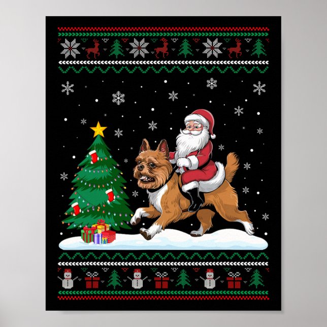 Póster Árbol de Navidad feo enciende Santa Riding Brusela (Frente)