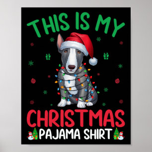 Póster Árbol de Navidad feo ilumina a perro de Santa Bull