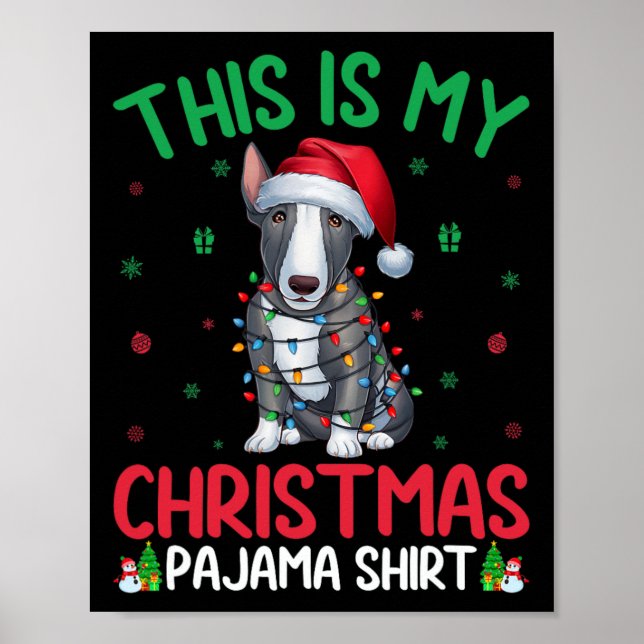 Póster Árbol de Navidad feo ilumina a perro de Santa Bull (Frente)