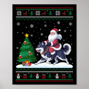 Póster Árbol de Navidad feo ilumina a Santa Riding Alaska