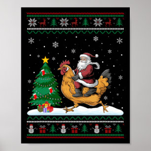 Póster Árbol de Navidad feo ilumina Navidad Santa Riding 