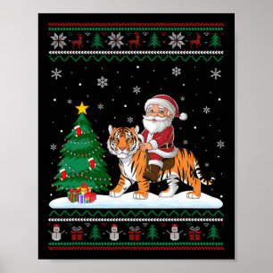 Póster Árbol de Navidad feo ilumina Navidad Santa Riding 