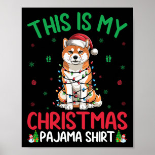 Póster Árbol de Navidad feo ilumina Santa Akita Inu Perro