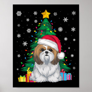Póster Árbol de Navidad feo y dulce ilumina a Shih Tzu Do