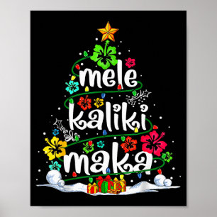 Póster Árbol de Navidad Floral Hawaiano Mele Kalikimaka T