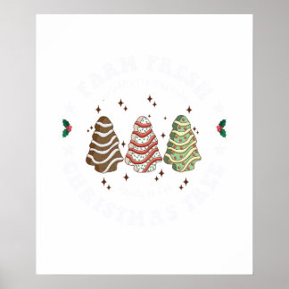 Póster árbol de Navidad fresco de granja