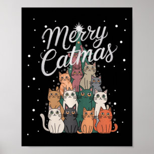 Póster Árbol de Navidad Gato Cats Árbol de Navidad Casas 