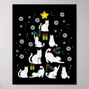 Póster Árbol de Navidad Gatos Cute Gato Amante Navidad In