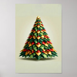 Póster Árbol de navidad geométrica
