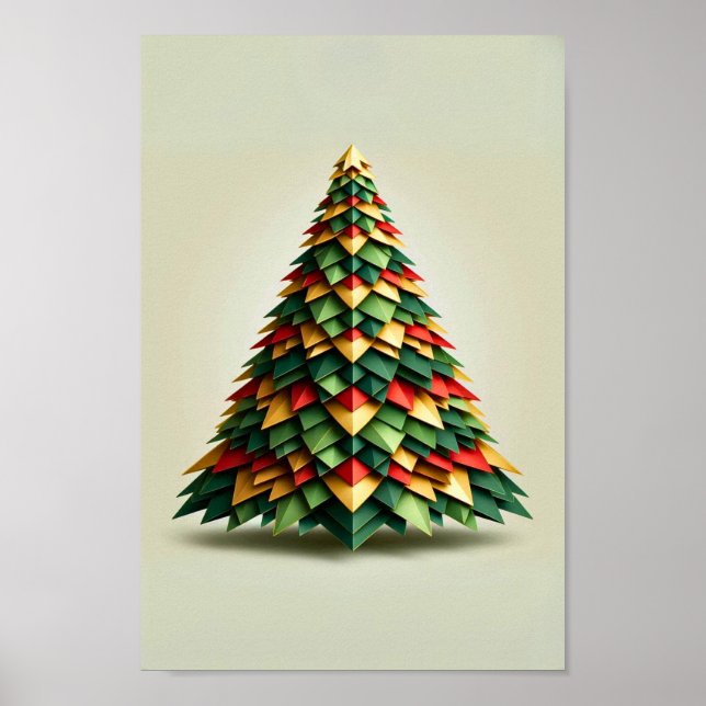 Póster Árbol de navidad geométrica (Frente)