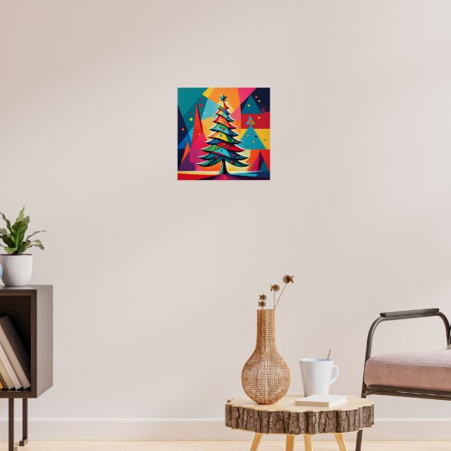Póster Árbol de Navidad geométrico de Pop Art apilado (Salón 3)