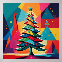 Póster Árbol de Navidad geométrico de Pop Art apilado