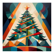 Árbol de Navidad Geométrico en Triángulo Art Déco