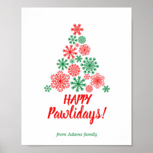 Póster Árbol de Navidad hecho de copas de nieve impresas
