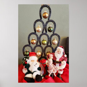 Póster árbol de Navidad herradura fotografía Santa Claus
