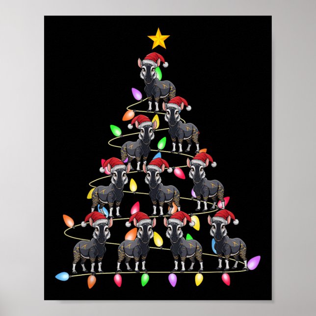 Póster Árbol de navidad ilumina a hombres mujeres Santa O (Frente)