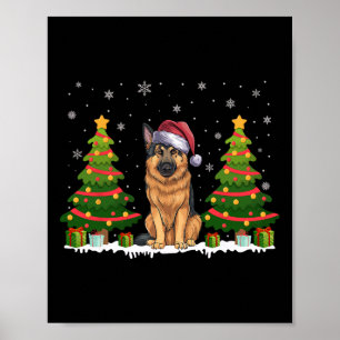 Póster Árbol de navidad ilumina a perro pastor alemán San