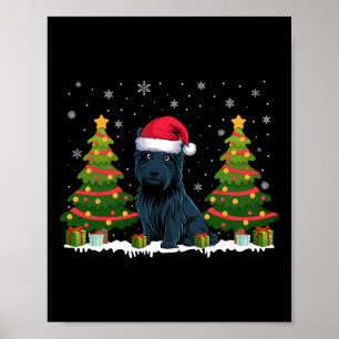 Póster Árbol de navidad ilumina el perro escocés Santa Ha