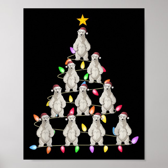 Póster Árbol de Navidad iluminan a hombres mujeres Santa  (Frente)