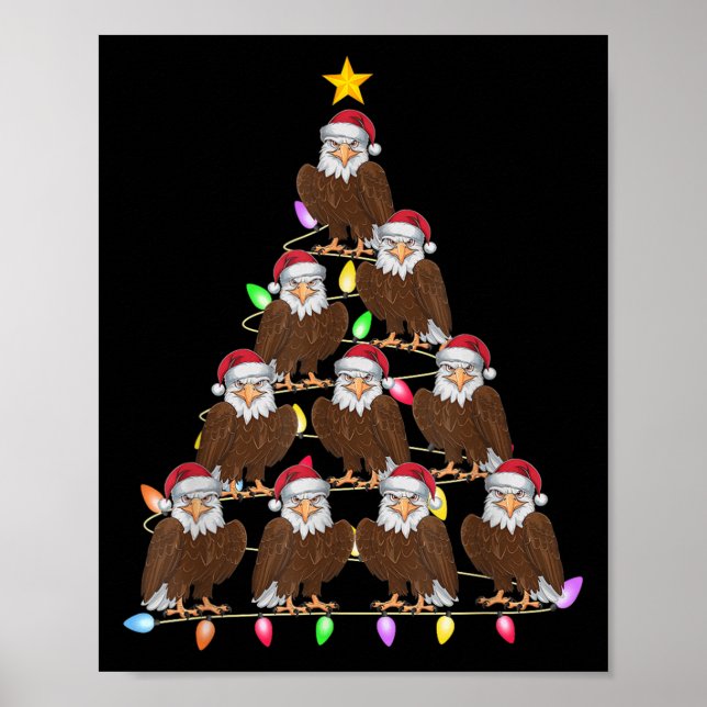 Póster Árbol de Navidad iluminan a hombres mujeres Santa  (Frente)