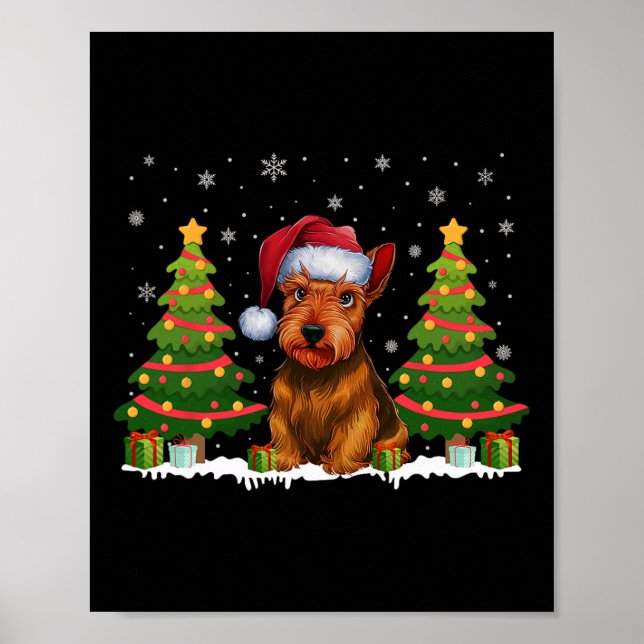 Póster Árbol de navidad iluminan al perro del terror esco (Frente)