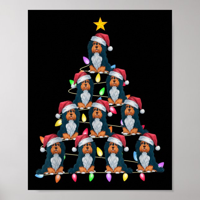 Póster Árbol de Navidad iluminó a hombres mujeres de perr (Frente)