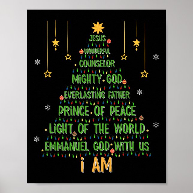 Póster Árbol de Navidad Jesús Biblia Cristiana Fiesta (Frente)