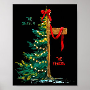 Póster Árbol de Navidad La Temporada Cruz de Jesús La Raz