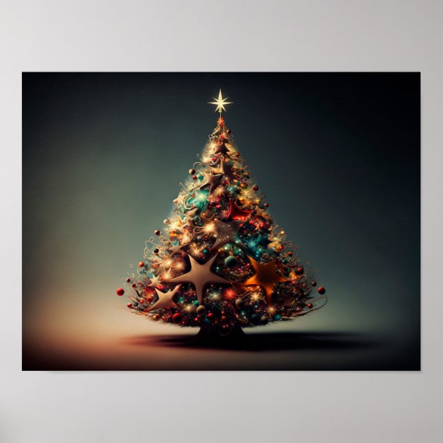 Póster Árbol de Navidad lleno de Navidades de baubles. (Frente)