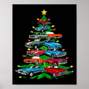 Póster Árbol de Navidad Locura de Autos -clic Muscle y Ho