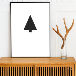Póster Árbol de Navidad minimalista | Blanco y negro simp