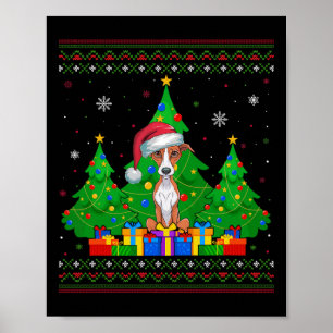 Póster Árbol de navidad muy dulce Santa Hat Whippet Dog