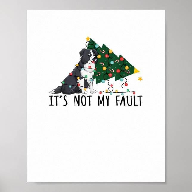 Póster Árbol de Navidad No Es Mi Culpa Perro Border Colli (Frente)