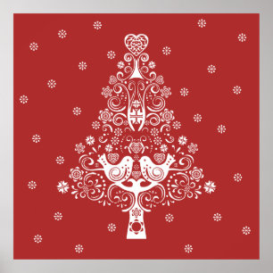 Póster Árbol de Navidad nórdico escandinavo