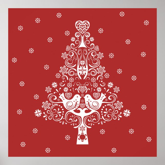 Póster Árbol de Navidad nórdico escandinavo (Frente)