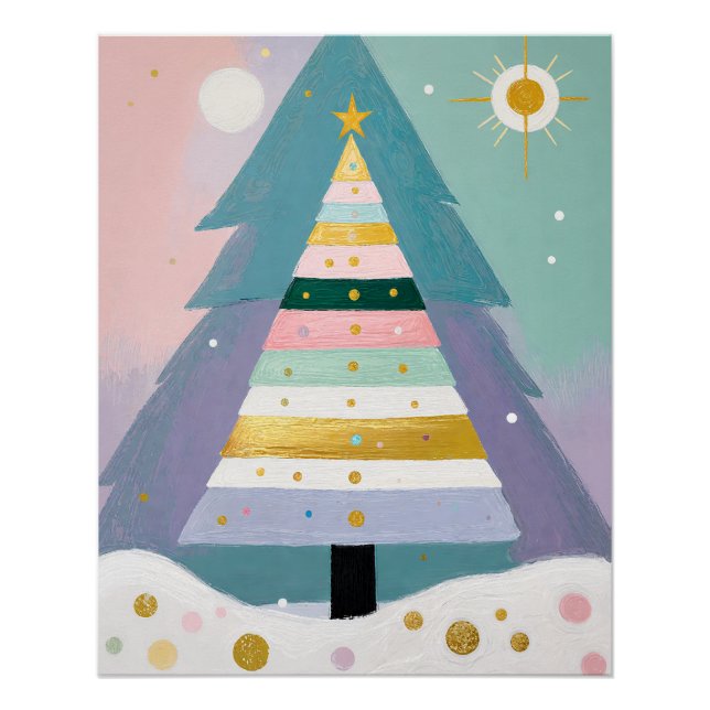 Póster Árbol de Navidad Pastel Celestial (Anverso)
