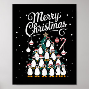 Póster Árbol de Navidad pingüino Árbol de Navidad Merry C
