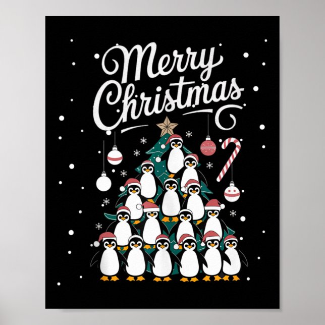 Póster Árbol de Navidad pingüino Árbol de Navidad Merry C (Frente)