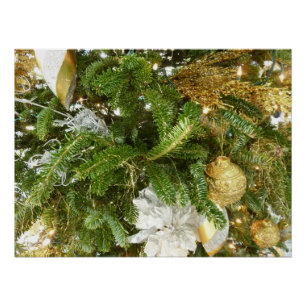 Póster Árbol de Navidad plateado y dorado en vacaciones