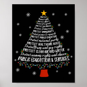 Póster Árbol de Navidad Protege Derechos Humanos Protege