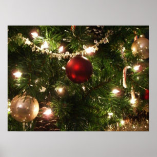 Póster Árbol de Navidad que ferio Bonito Verde y Rojo