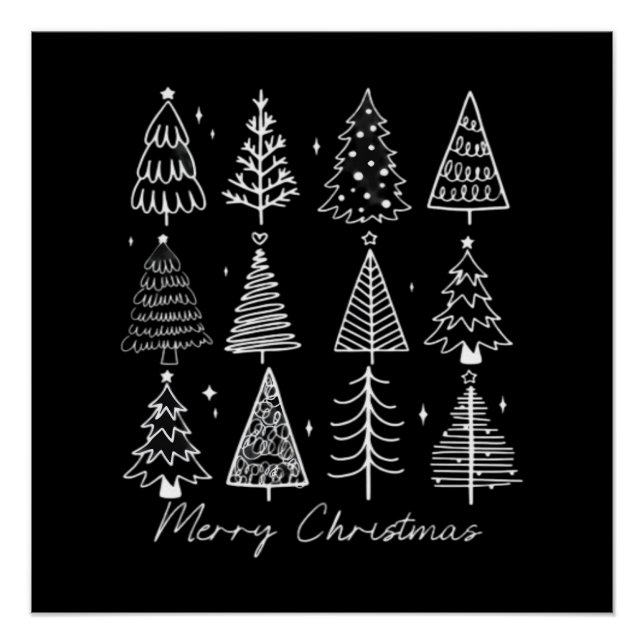 Póster Árbol de Navidad Retro Clásico (Anverso)