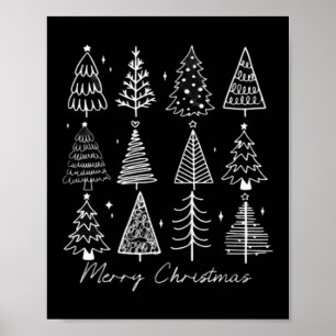 Póster Árbol de Navidad Retro Clásico
