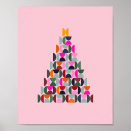 Póster Árbol de Navidad rosa