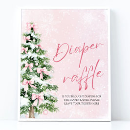 Póster Arbol de Navidad Rosa Bow Baby Shower Diaper Raffl